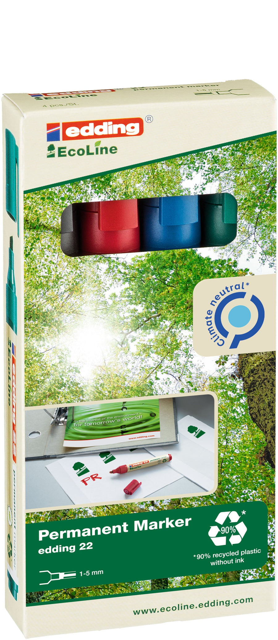 Viltstift edding 22 Eco schuin 1-5mm assorti