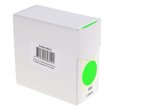 Etiket Rillprint 35mm 500st op rol fluor groen
