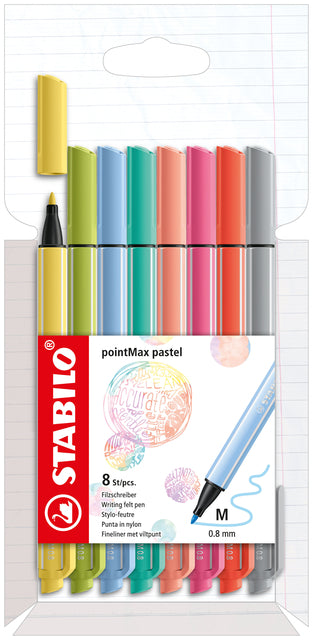 Viltstift STABILO pointMax 488/8 M pastel 8st ass