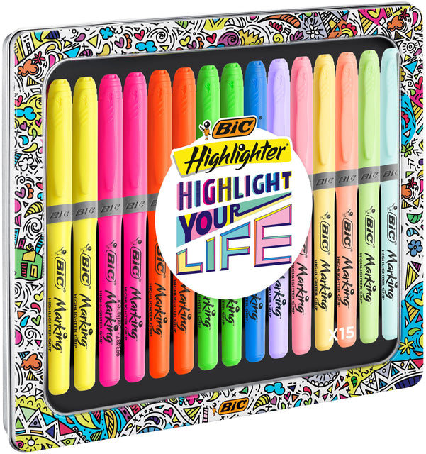 Markeerstift Bic Highlight your life in blik ass