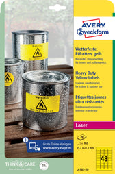 Etiket Avery L6103-20 45.7x21.2mm geel 960stuks