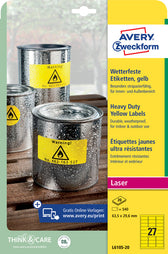 Etiket Avery L6105-20 63.5x29.6mm geel 540stuks