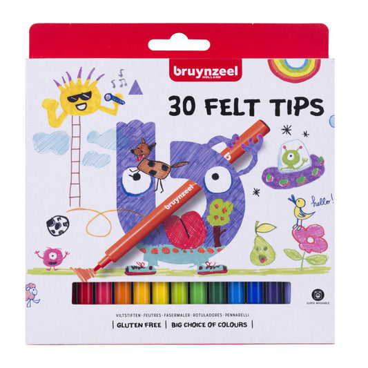 Viltstift Bruynzeel Kids 30 kleuren
