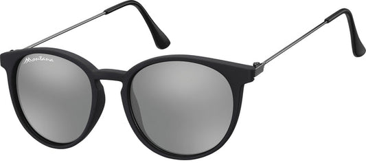 Zonnebril Montana Revo rond spiegelglas mat zwart