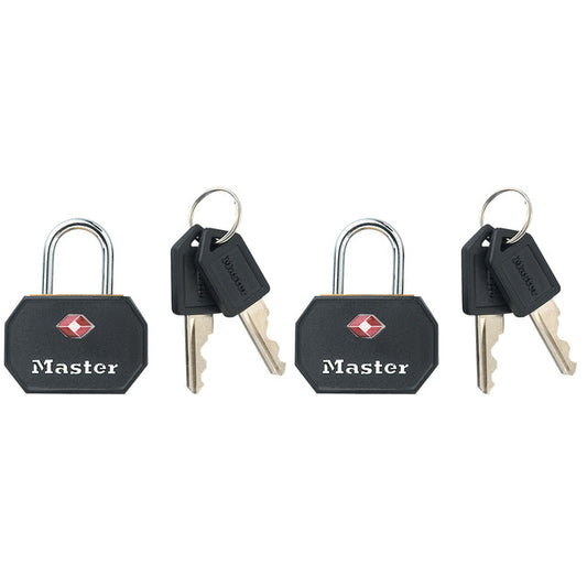 Hangslot Masterlock 2 gelijksl alu TSA zwart 30mm