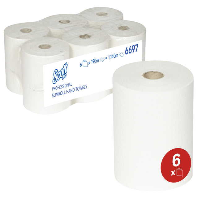 Handdoekrol Scott Slimroll 1laags 190m wit 6697