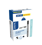 Viltstift PILOT SCA-100 rond F zwart 15+5 gratis