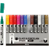 Glas porseleinstiften Crea Comp 1-2mm 12 kleuren
