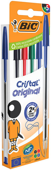 Balpen Bic Cristal M 5st assorti - afbeelding 7