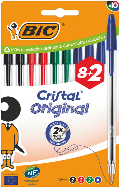 Balpen Bic Cristal M 10st assorti