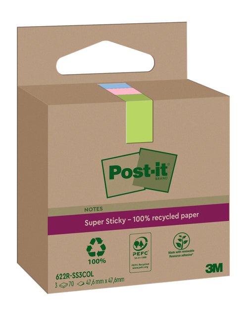 Memoblok 3M Post-it 622 RSS3COL 47.6x47.6mm ass.kl