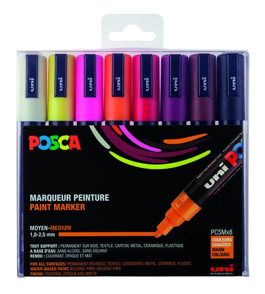 Paintmarker Uni POSCA PC5M M 8st  warme kleuren