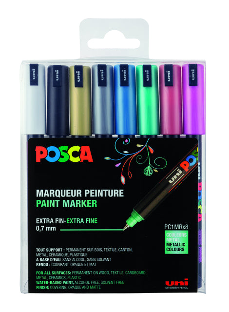 Paintmarker Uni POSCA PC1MR EF metallic 8st ass