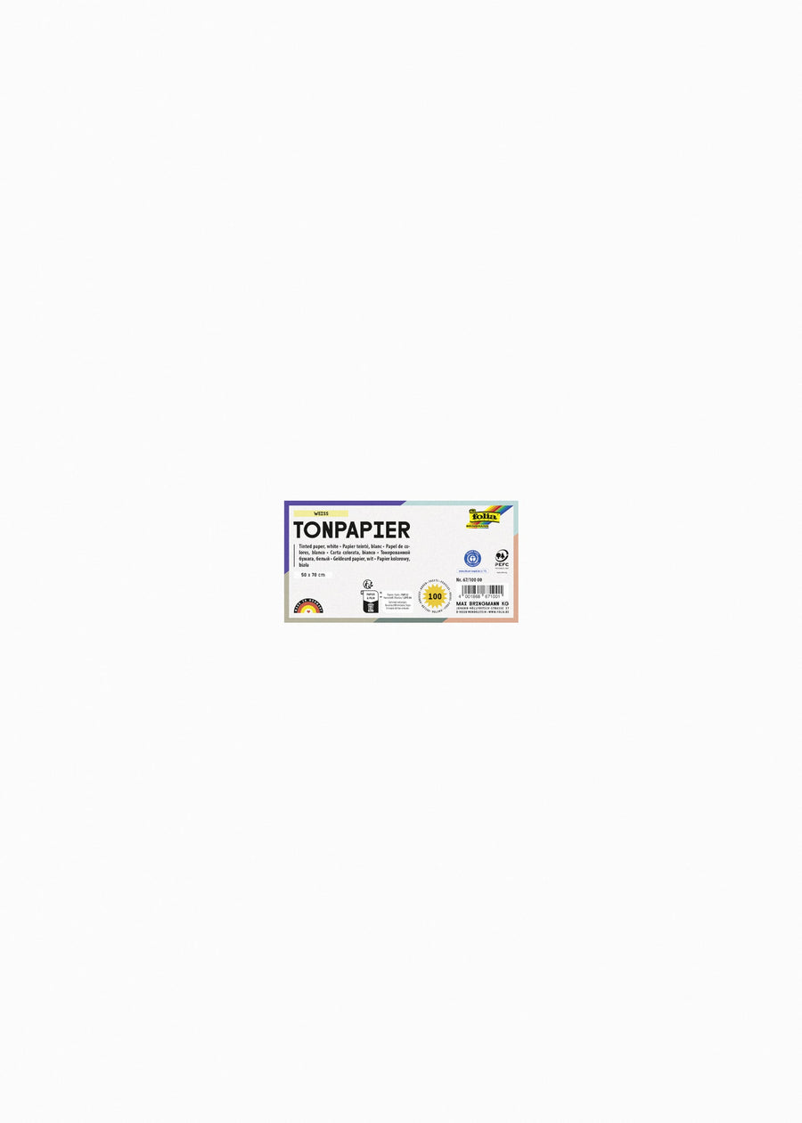 Tekenpapier Folia 50x70cm 130gram wit 100 vel