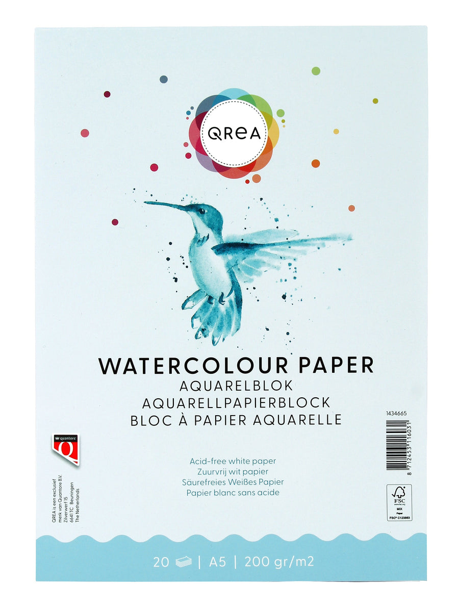 Aquarelblok Qrea A5 20vel 200gr gelijmd