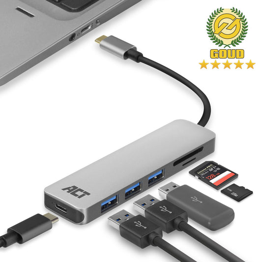 USB-C hub 3.0 3x USB-A cardreader PD
