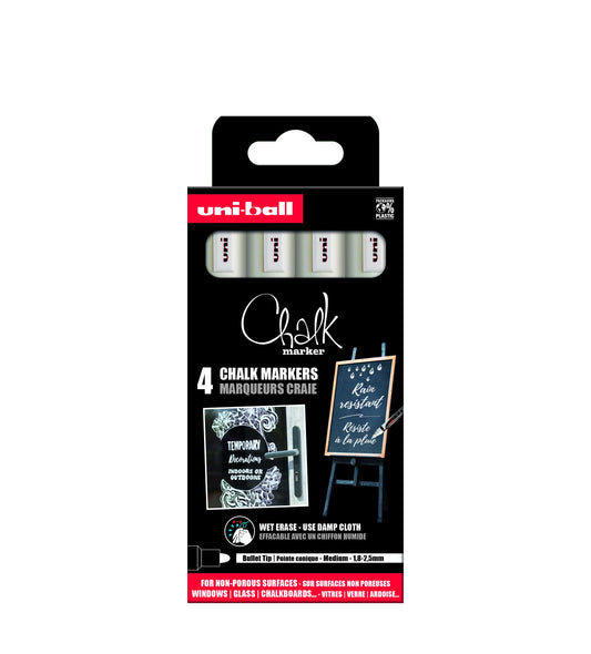 Krijtstift Uni-ball rond 1.8-2.5mm 4 stuks wit