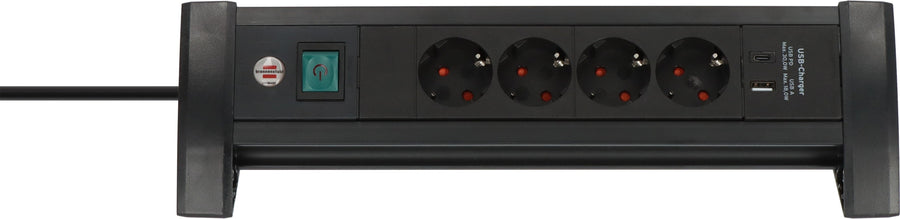 Stekkerdoos Brennenstuhl Prem 4vdg  USB C en A zw