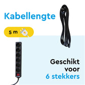 Stekkerdoos BRASQ 6 voudig 5 meter zwart - afbeelding 6