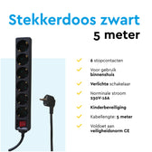 Stekkerdoos BRASQ 6 voudig 5 meter zwart - afbeelding 8