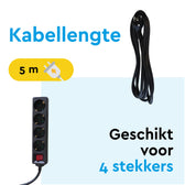 Stekkerdoos BRASQ 4 voudig 5 meter zwart - afbeelding 6