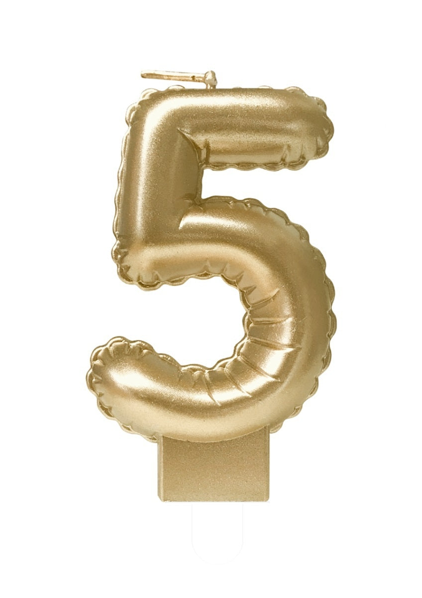 Foil balloon candle gold 5