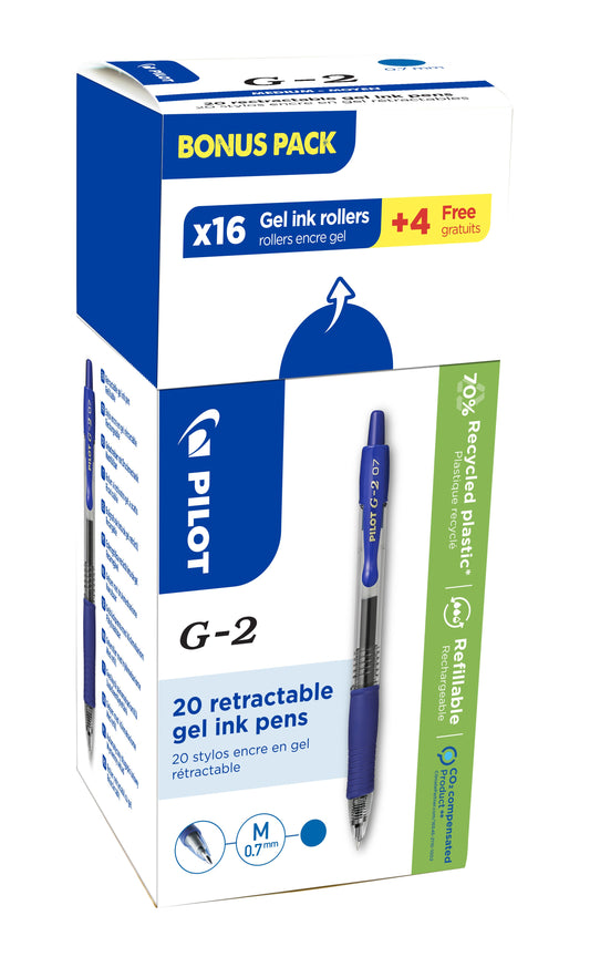 Gelschrijver PILOT BL-G2-7 M blauw 16+4 gratis
