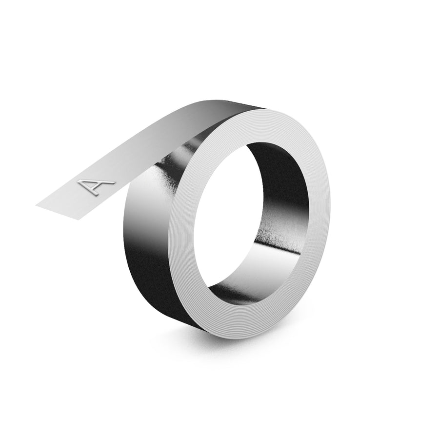 Relieftape Dymo niet klevend aluminium 12mm zilver
