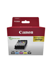 Inktcartridge Canon PGI-580 CLI-581 2x zw + 3 kl - afbeelding 3