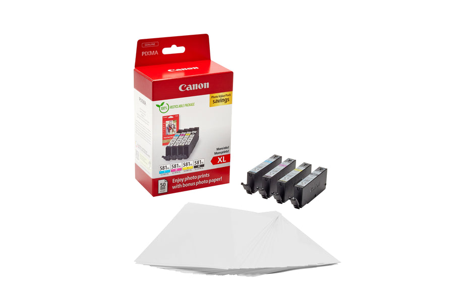 Inktcartridge Canon CLI-581XL 4 kleuren + papier