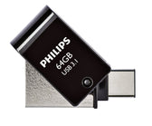 USB stick 3.1 Philips USB C 2in1 64GB zwart