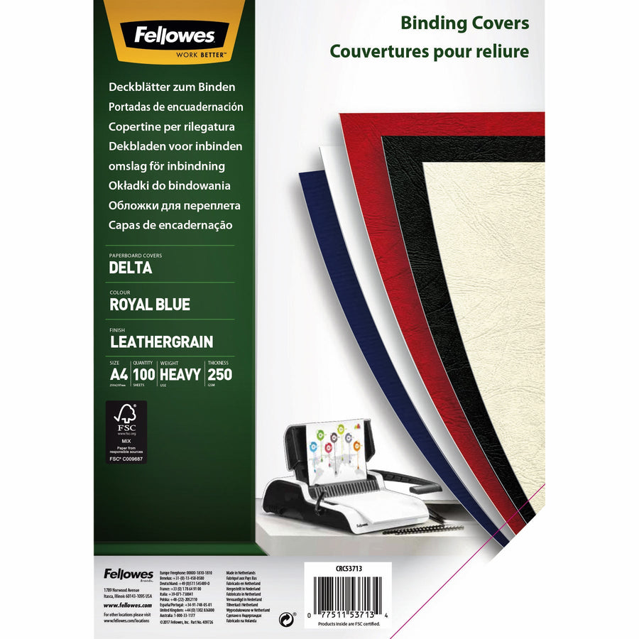 Voorblad Fellowes A4 lederlook royal blauw