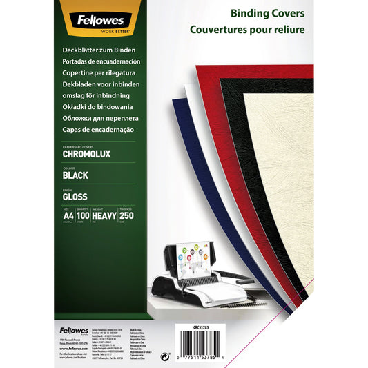 Voorblad Fellowes A4 Chromolux 250gr zwart