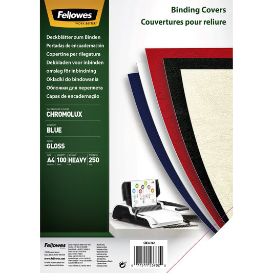 Voorblad Fellowes A4 Chromolux 250gr blauw