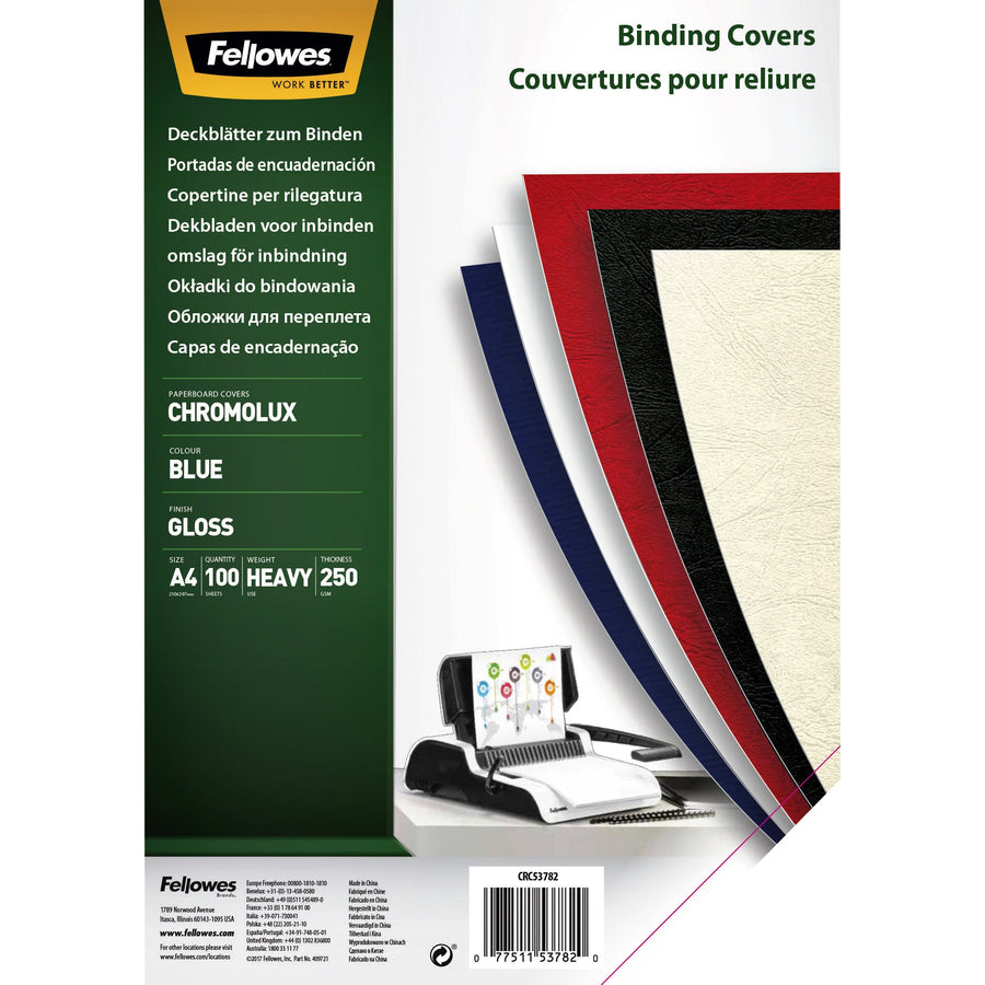 Voorblad Fellowes A4 Chromolux 250gr blauw