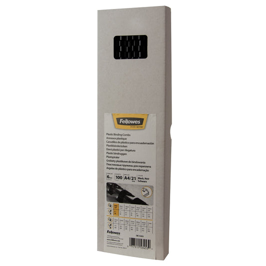 Bindrug Fellowes 6mm 21rings A4 zwart
