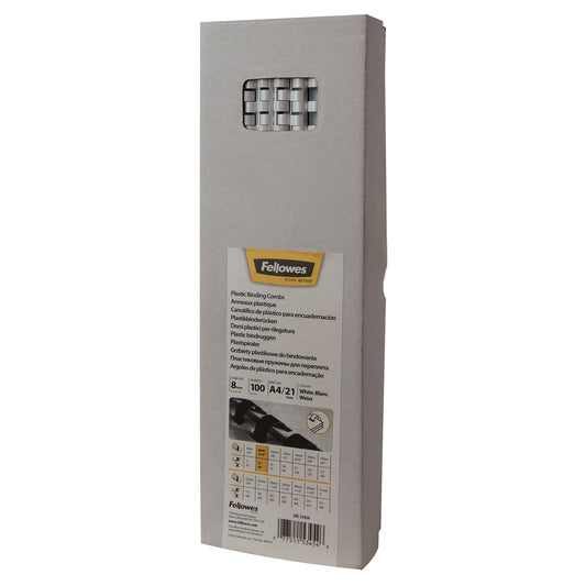 Bindrug Fellowes 8mm 21rings A4 wit