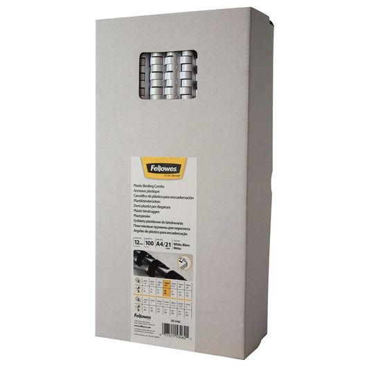 Bindrug Fellowes 12mm 21rings A4 wit