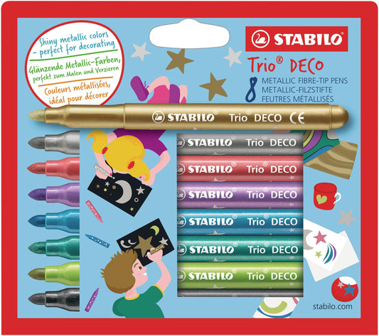 Viltstift STABILO Trio deco 377/8 metallic 8st ass