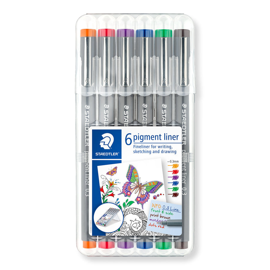 Fineliner Staedtler pigment 308 0.3mm 6 st ass