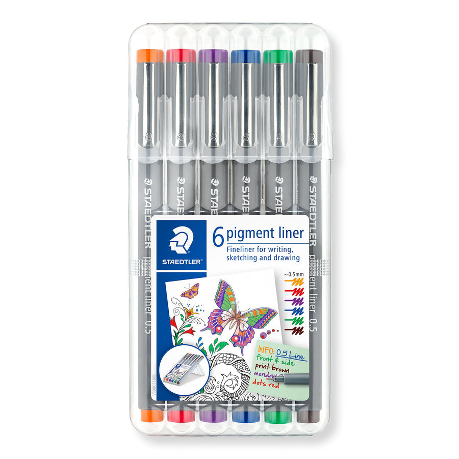 Fineliner Staedtler pigment 308 0.5mm 6 st ass