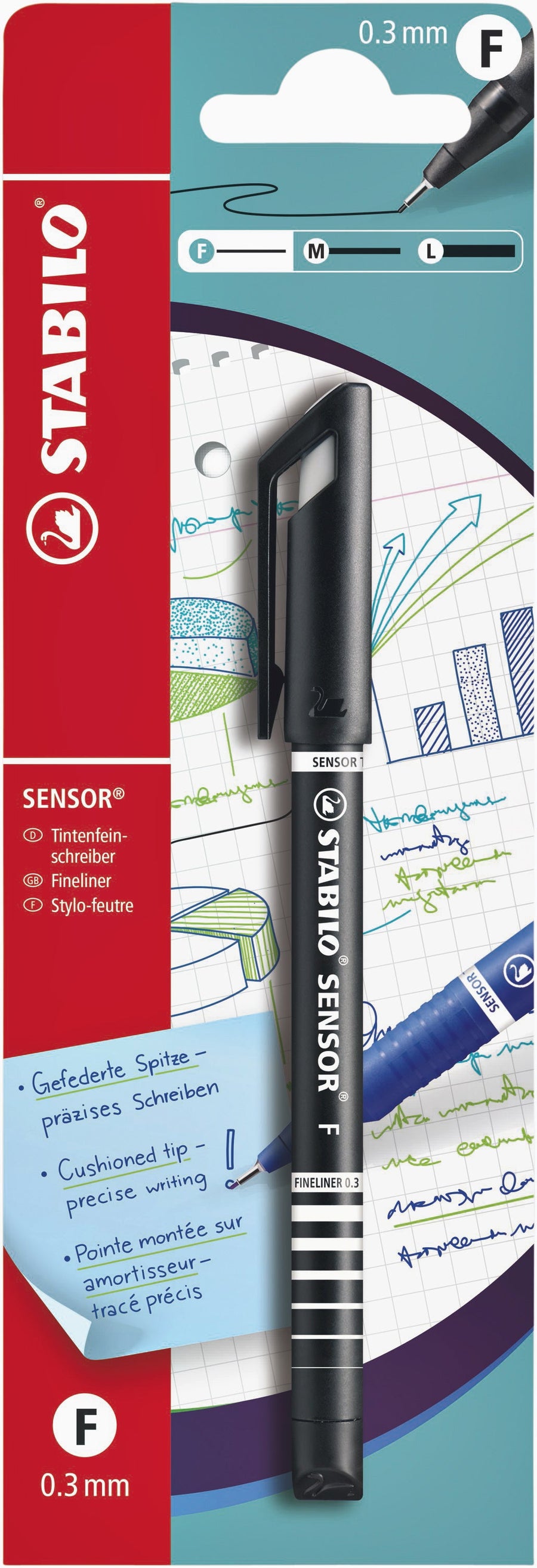 Fineliner STABILO Sensor 10198 F zwart