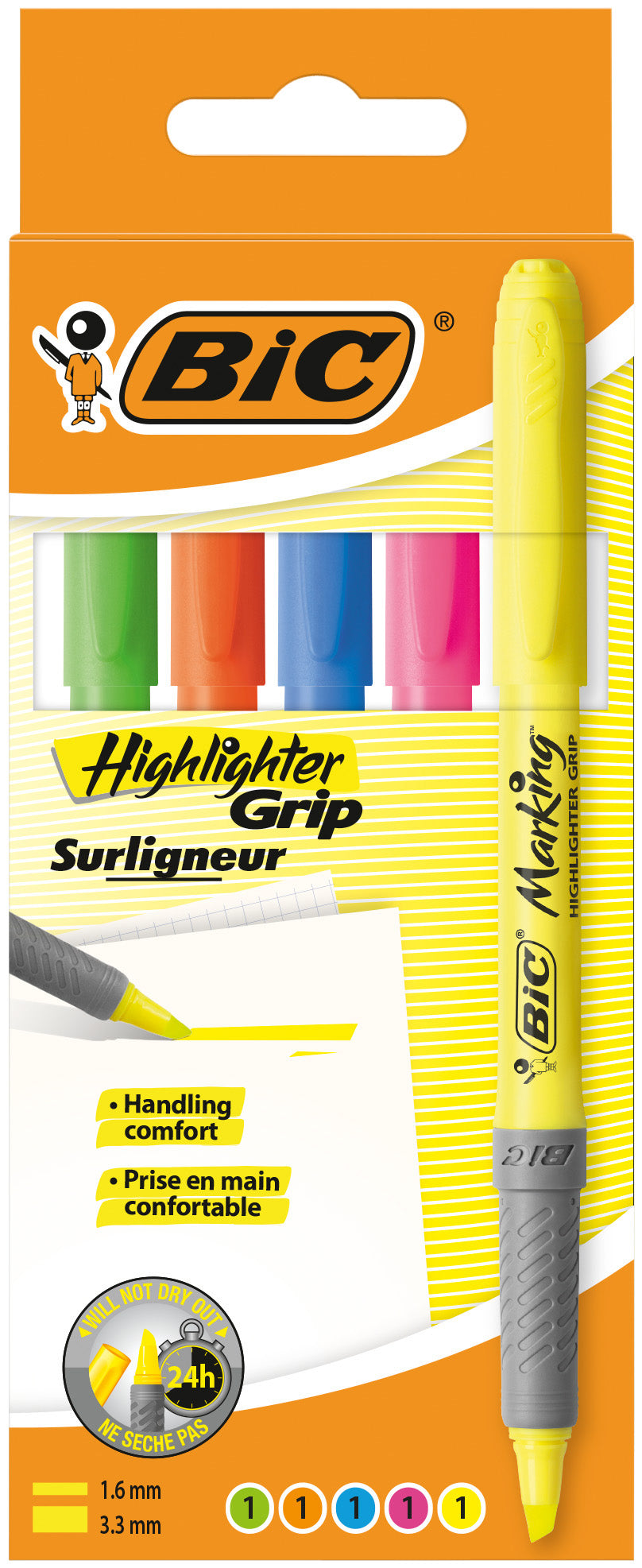 Markeerstift Bic grip assorti