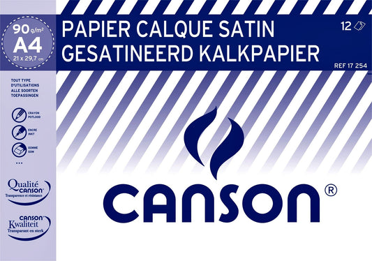 Kalkpapier Canson 12vel 90gr A4 doorschijnend