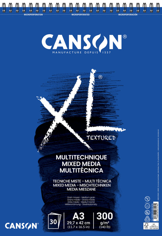 Mixed mediapapier Canson XL Textured 300gr A3 wit
