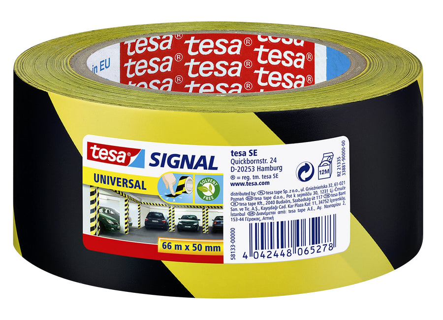 Waarschuwingstape tesa 66mx50mm geel zwart