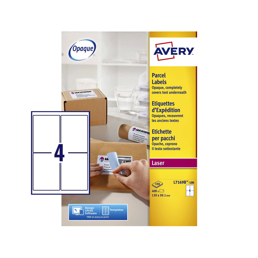 Etiket Avery L7169B 99.1x139mm blockout 400stuks