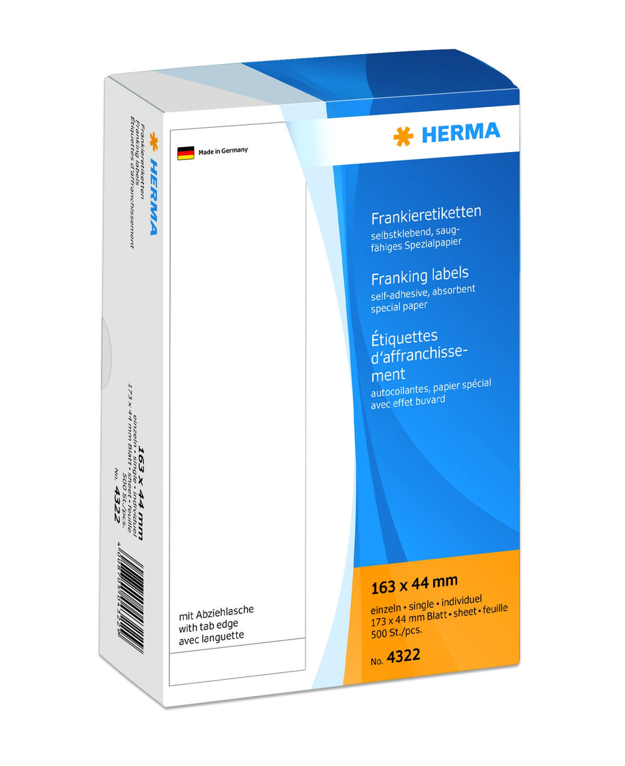 Frankeeretiket HERMA 4329 dubbel 163x45mm 500stuks