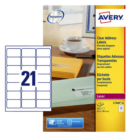 Etiket Avery L7560-25 63.5x38.1mm tr 525stuks
