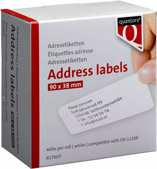 Label Etiket Quantore Dk-11208 38mmx90mm adres wt